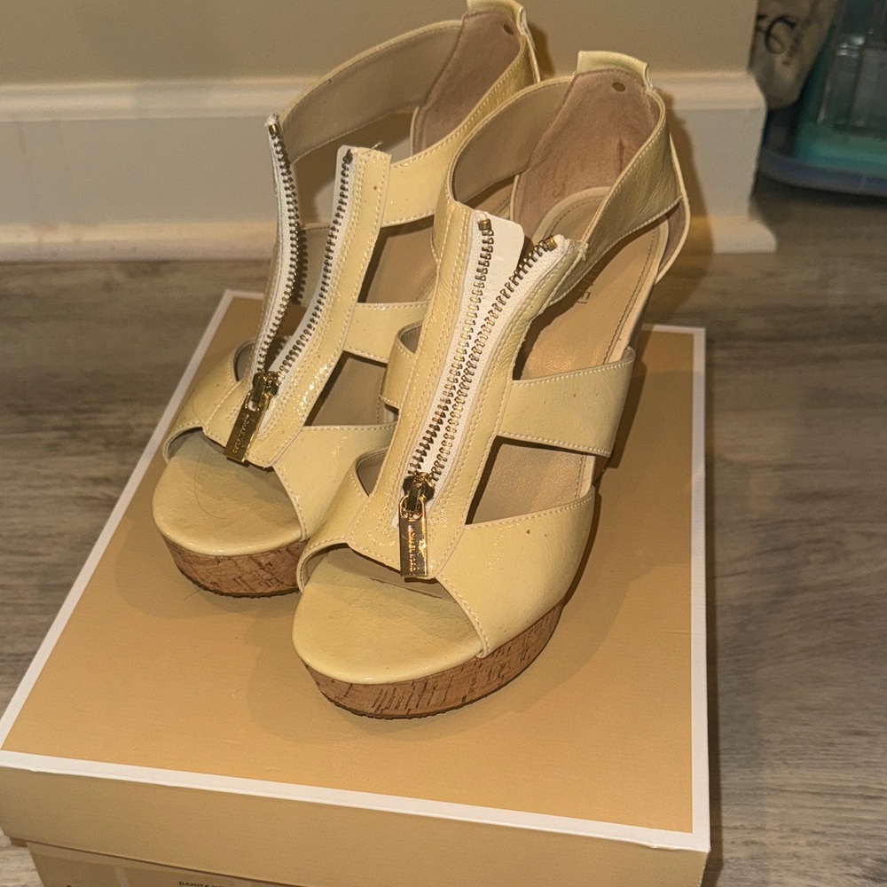 Elegant Cream Wedge Sandals